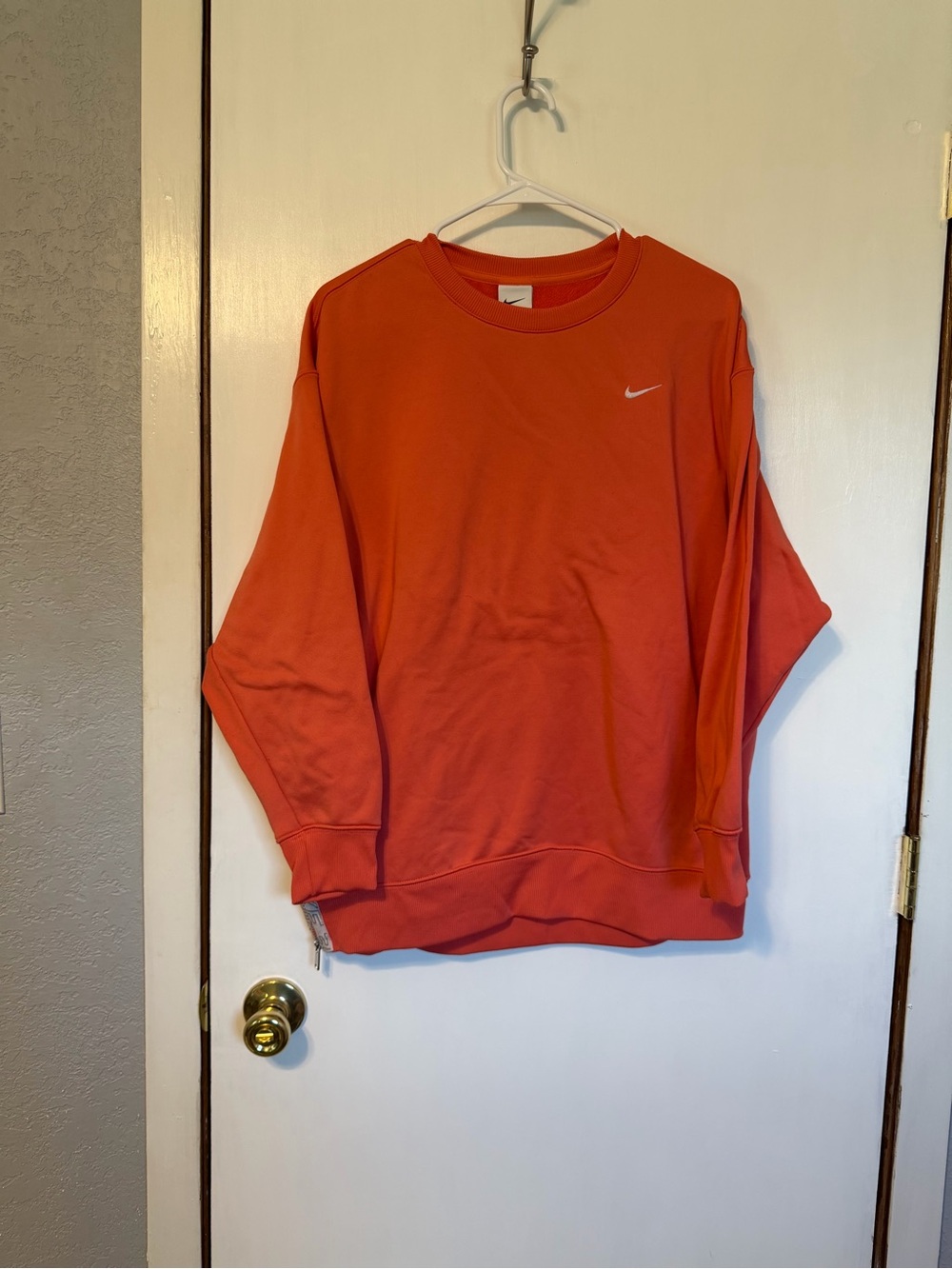 Nike Coral Crewneck Sweatshirt with White Swoosh